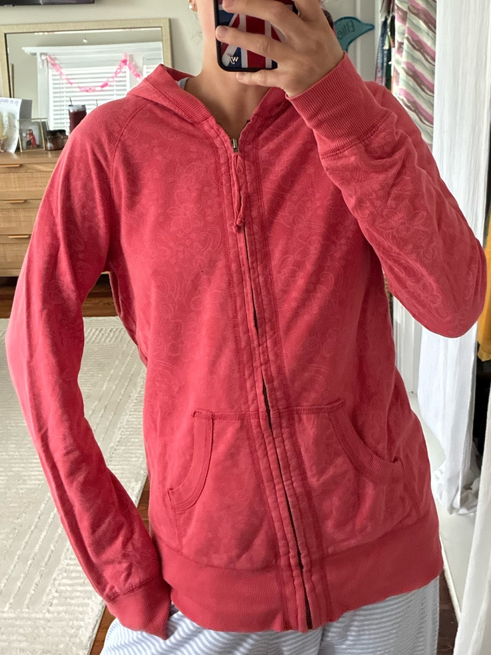 Merona Coral Zip-Up Hoodie Sweater